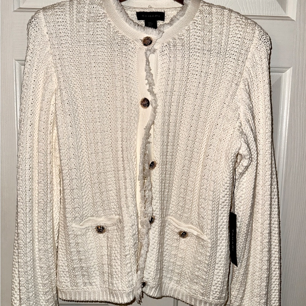 Tahari Cream Knit Blazer NWT